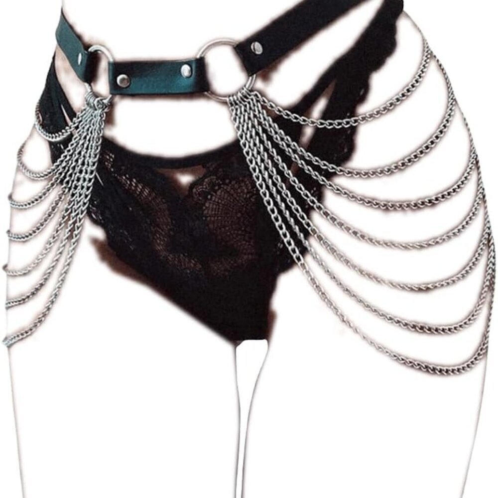 Gothic Leather Waist Chain Body Jewelry Layered Accessories for Women
